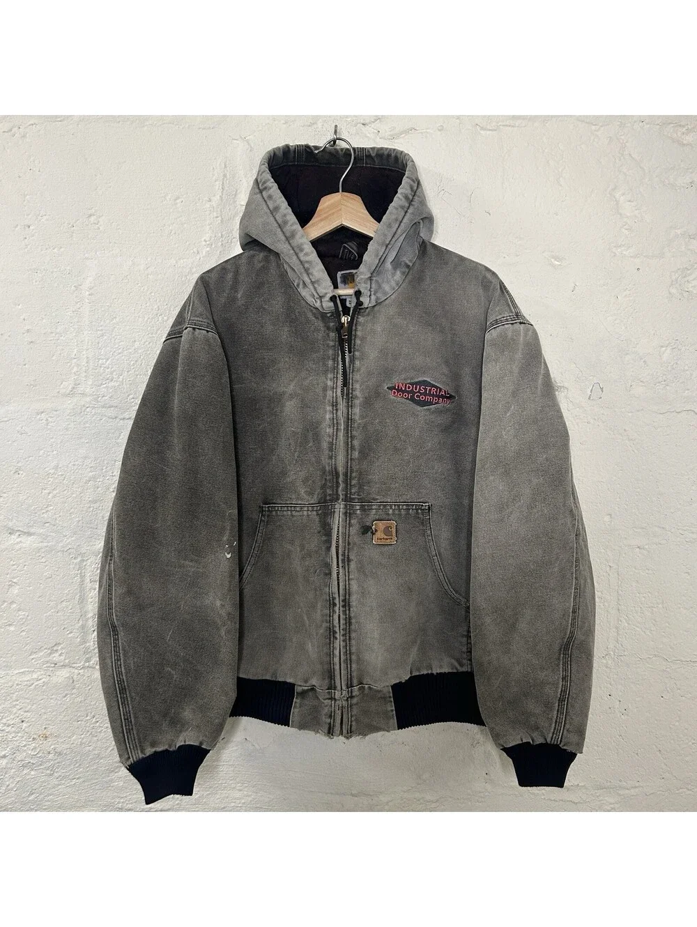Vintage Faded Carhartt Quilted Hooded Active Jacket “Black”
